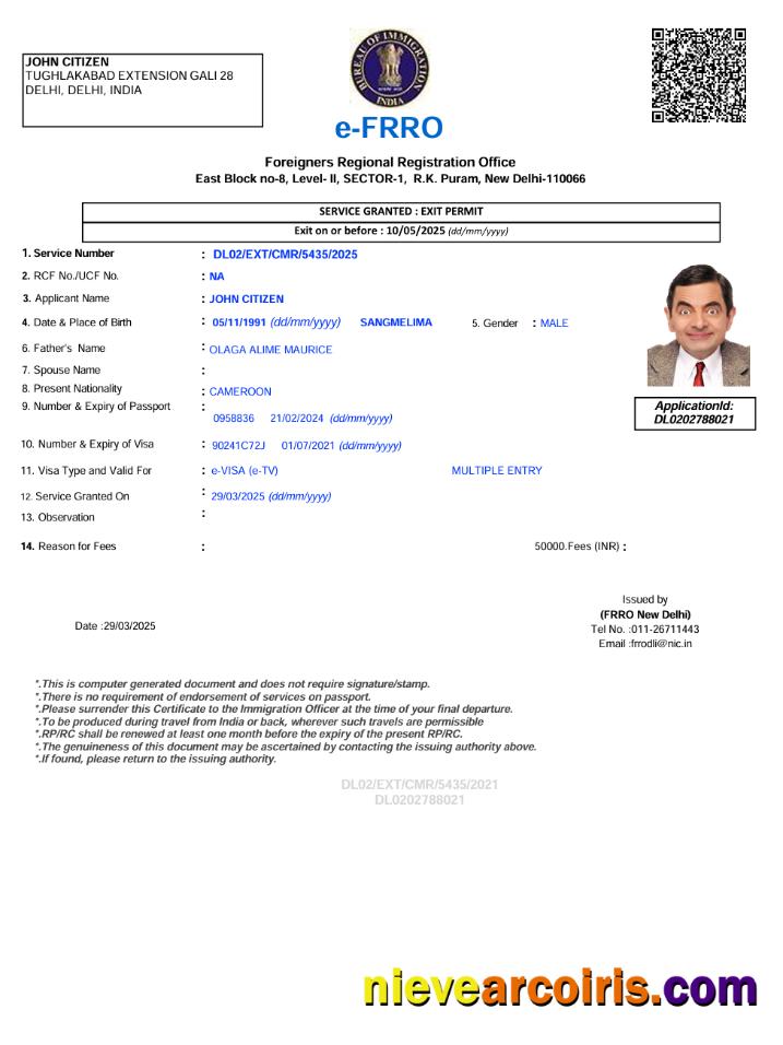 India e-visa, version 3